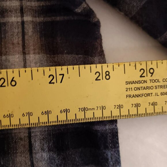Cotton Works Flannel Shirt Men's 2XL Plaid Gray and Black and Brown Pearl Snaps - Picture 5 of 7